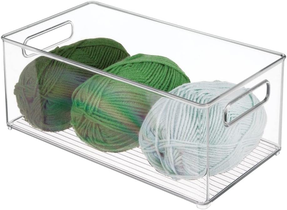 mDesign 2er-Set Aufbewahrungsbox für Bastelbedarf – toller Bastel Organizer mit Griffen – perfekte A