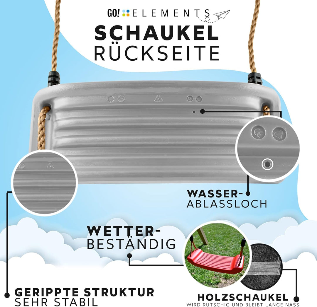 GO!elements Schaukel Garten - Kinderschaukel Outdoor Indoor - Schaukelsitz Schaukelbrett Brettschauk