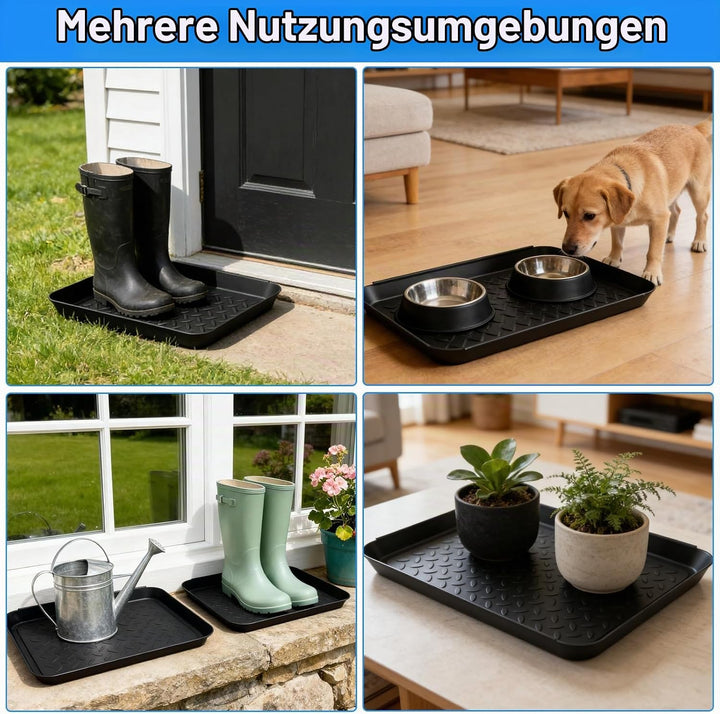 4 Stück Schuhabtropfschale,Schuhmatte Abtropfwanne 35 x 27.5 x 3 cm, Rutschfeste Kunststoff Schuhwan