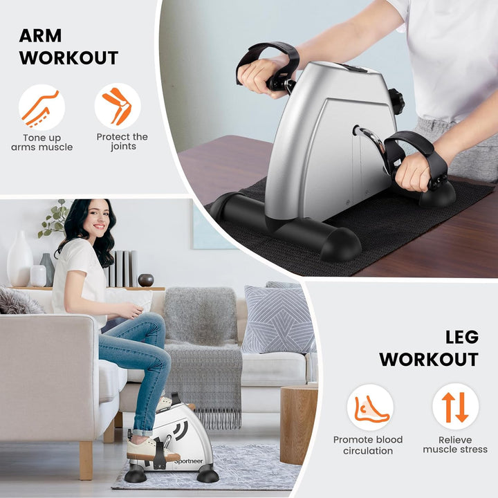Sportneer Pedaltrainer für Senioren,Mini Heimtrainer mit LCD-Display, Fitnessgeräte für Zuhause – Ti