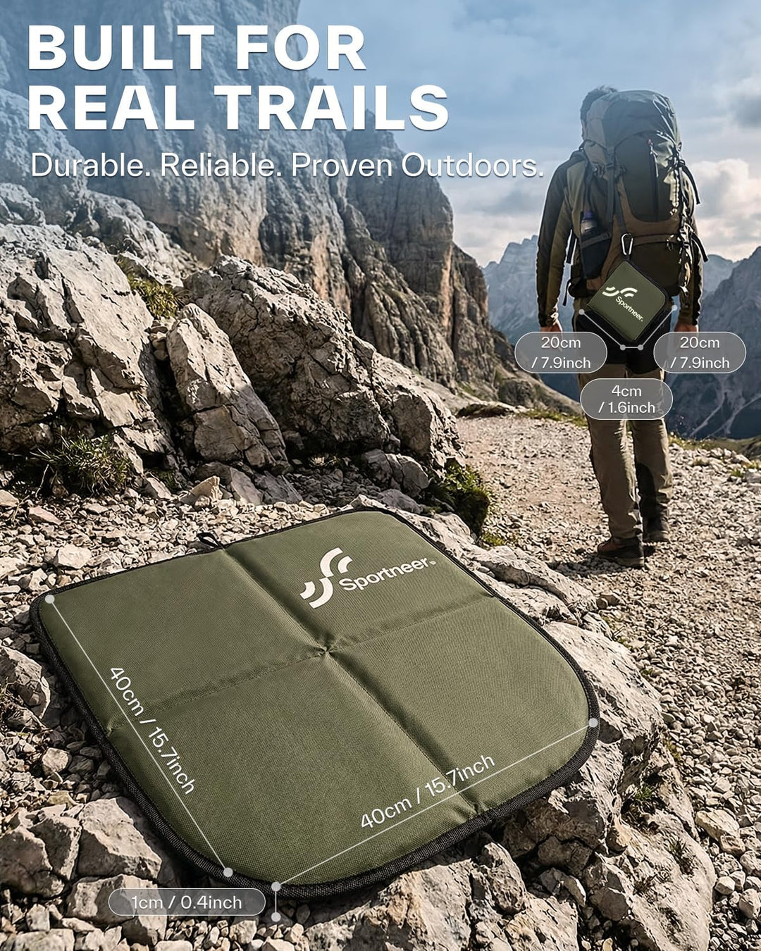 Sportneer Sitzkissen Outdoor, 40 * 40cm Sitzunterlage Outdoor Wasserdicht Oxford-Stoff Thermo Sitzki