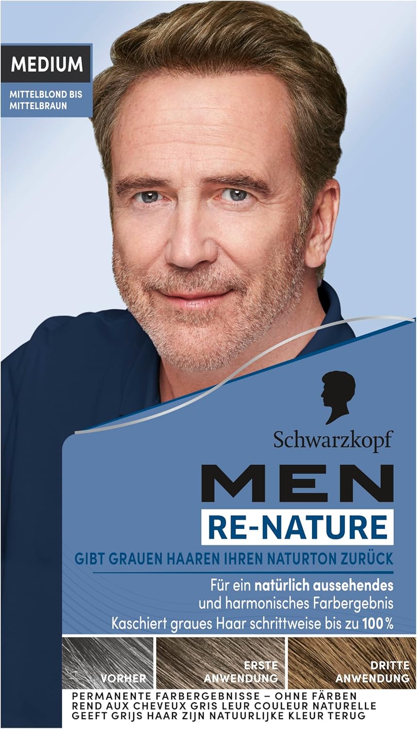 Men Perfect Re-Nature Männer Mittelblond bis Mittelbraun (2x 145 ml), Re-Pigmentierungs-Creme, stell