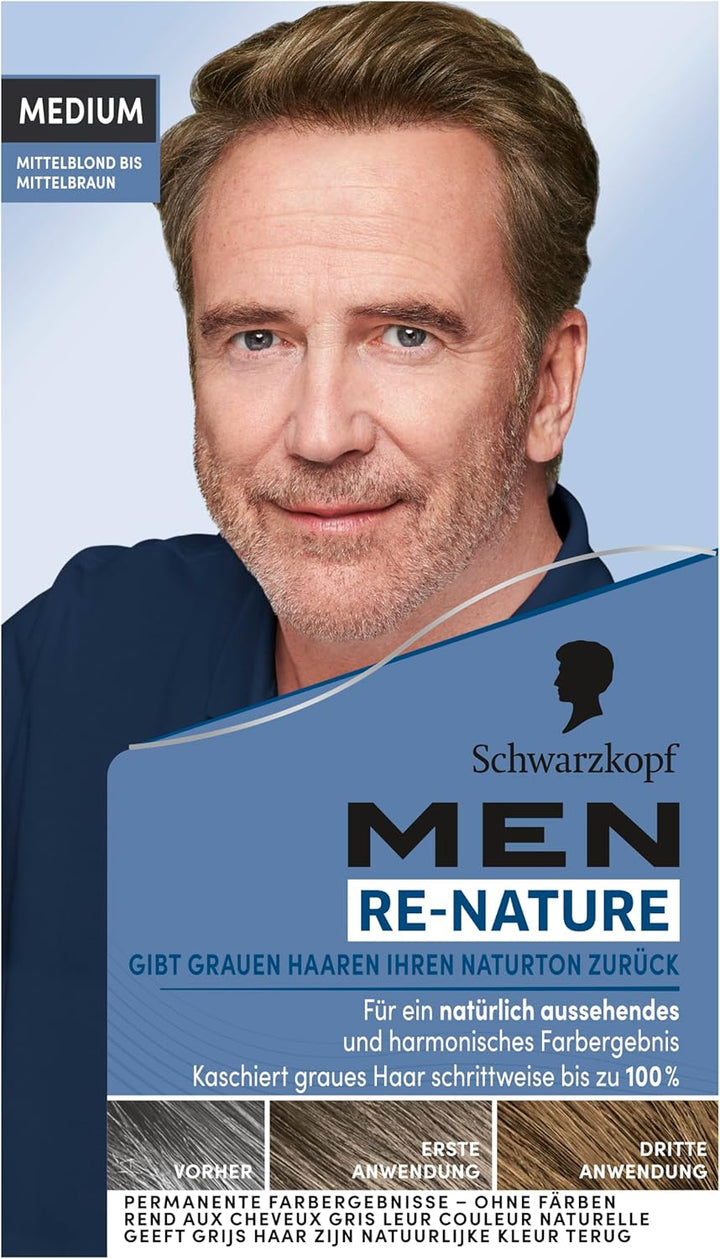 Men Perfect Re-Nature Männer Mittelblond bis Mittelbraun (2x 145 ml), Re-Pigmentierungs-Creme, stell