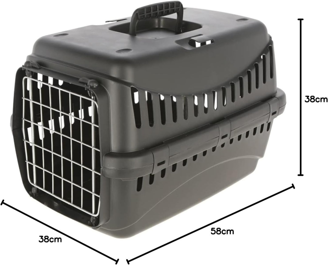 Kerbl Pet Transportbox Expedion ECO, 58x38x38cm, schwarz, für Tiere bis 11kg, recycelter Kunststoff,