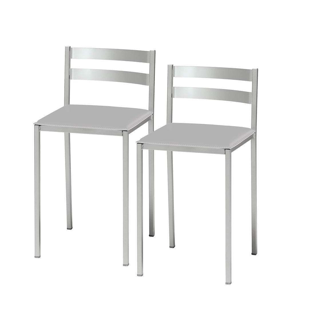 ASTIMESA Zwei Küchenstuhl, Metall Kunstleder, grau, Altura de asiento: 45 cms, Grau