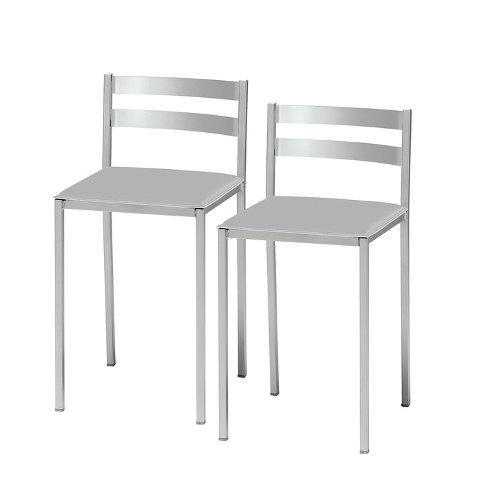 ASTIMESA Zwei Küchenstuhl, Metall Kunstleder, grau, Altura de asiento: 45 cms, Grau