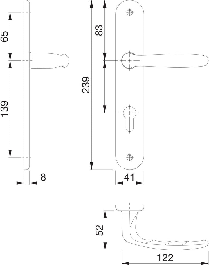 HOPPE Drückergarnitur VERONA - auf Schild PZ 88, Messing verchromt matt, PZ 88, Messing verchromt ma