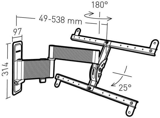 Erard EXO 600TW3 schwenkbare und neigbare TV Wandhalterung- Aluminium