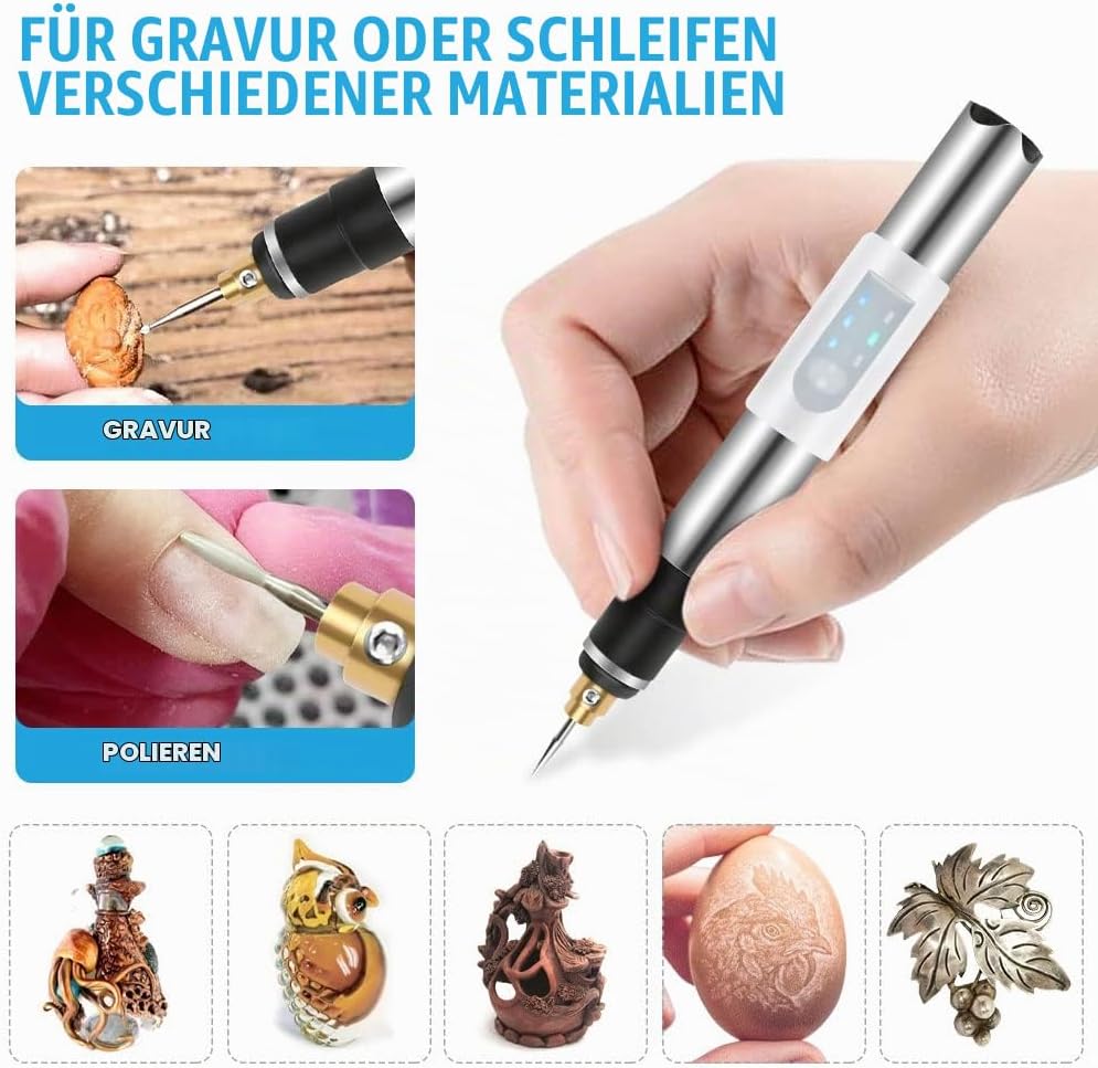 Gravierwerkzeugsatz, USB Mini Gravierstift Mit Gravurzubehör, Kabelloses Graviergerät Für Metall Gla