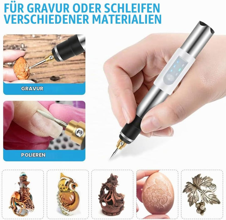 Gravierwerkzeugsatz, USB Mini Gravierstift Mit Gravurzubehör, Kabelloses Graviergerät Für Metall Gla