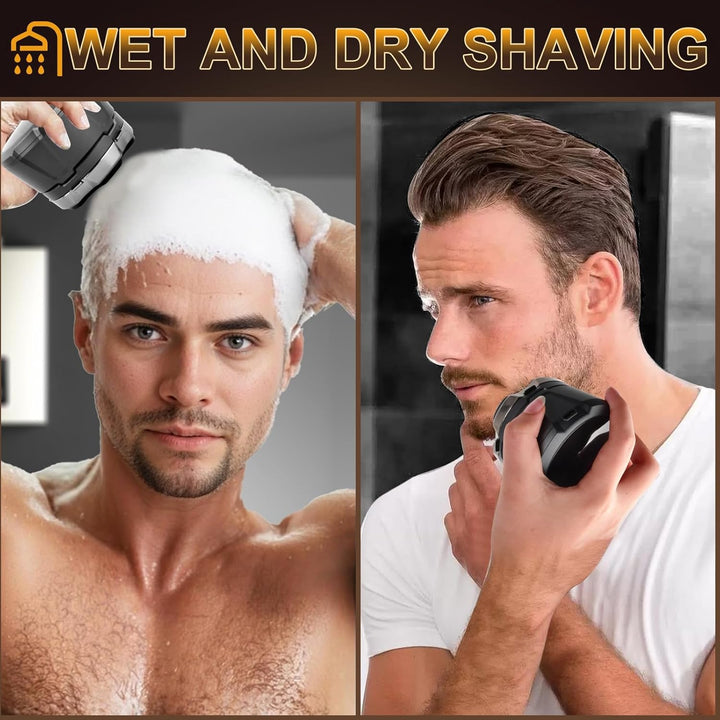 Glatzen Rasierer Herren mit LED Anzeige, Wasserdicht 6D Flexibler Glatzenrasierer, Magnetische Schwe