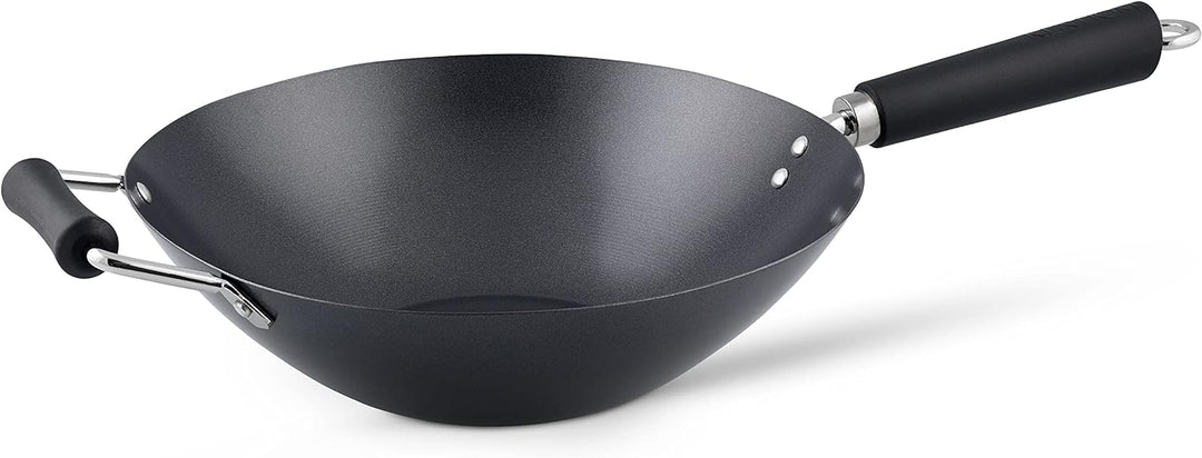 Ken Hom KH431001 Carbonstahl Wokfanne, 31cm, Excellence, Wok Induktion, Phenolischer Griff, Spülmasc