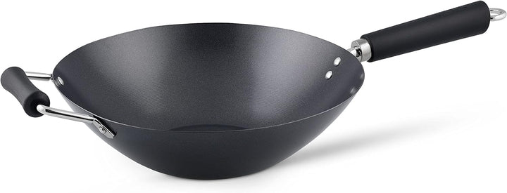 Ken Hom KH431001 Carbonstahl Wokfanne, 31cm, Excellence, Wok Induktion, Phenolischer Griff, Spülmasc