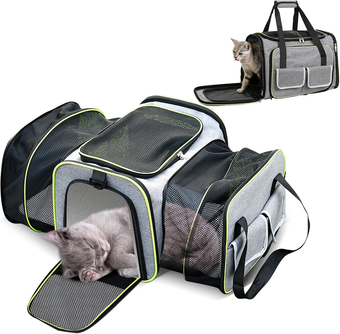 PETCUTE Transporttasche Katze,Faltbar Transporttasche für Katze und Kleine Hunde mit Weiches Fleece-