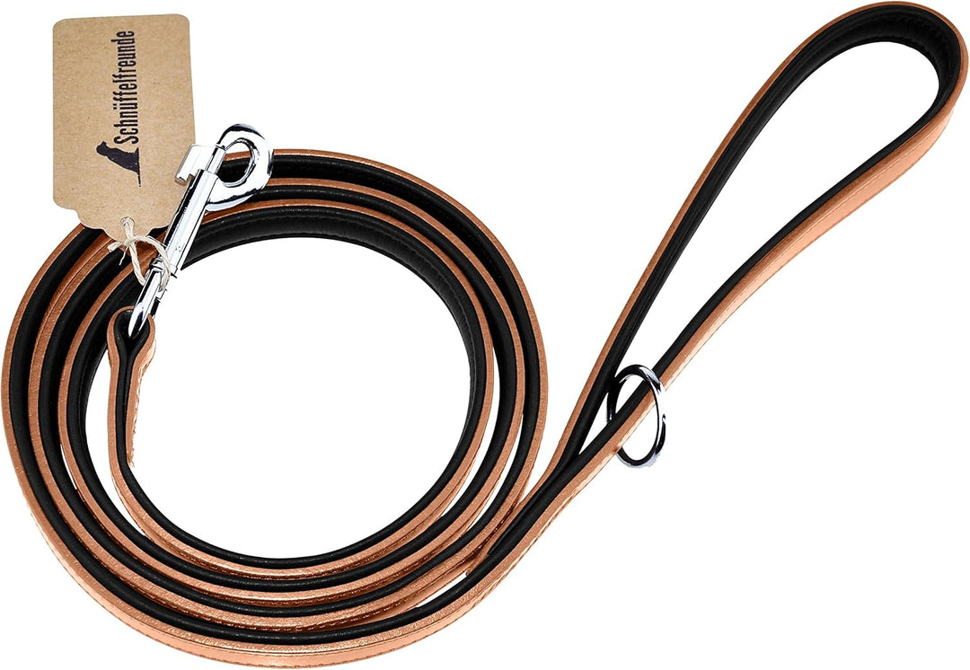 Schnüffelfreunde Hundeleine aus Leder - Führleine (180cm, Beige) 180cm Beige, 180cm Beige