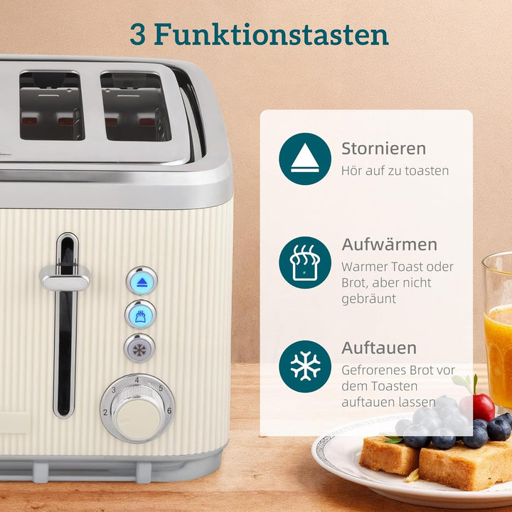 HOMCOM Wasserkocher Toaster Set 1,7L 2200W Schnell Wasserkocher mit Edelstahl-Innenraum, Kalkfilter,