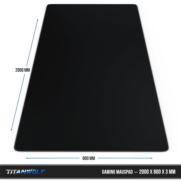 Titanwolf XXXL Übergrösse Mauspad 2000x800mm, Gaming Mousepad Gross,200x80 cm Tischunterlage Large S
