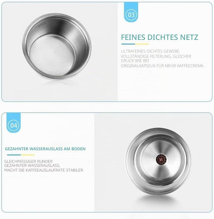i Cafilas Wiederbefüllbare Kaffeekapsel für Dolce Gusto, Edelstahl Nachfüllbare Kapsel mit 1 löffel