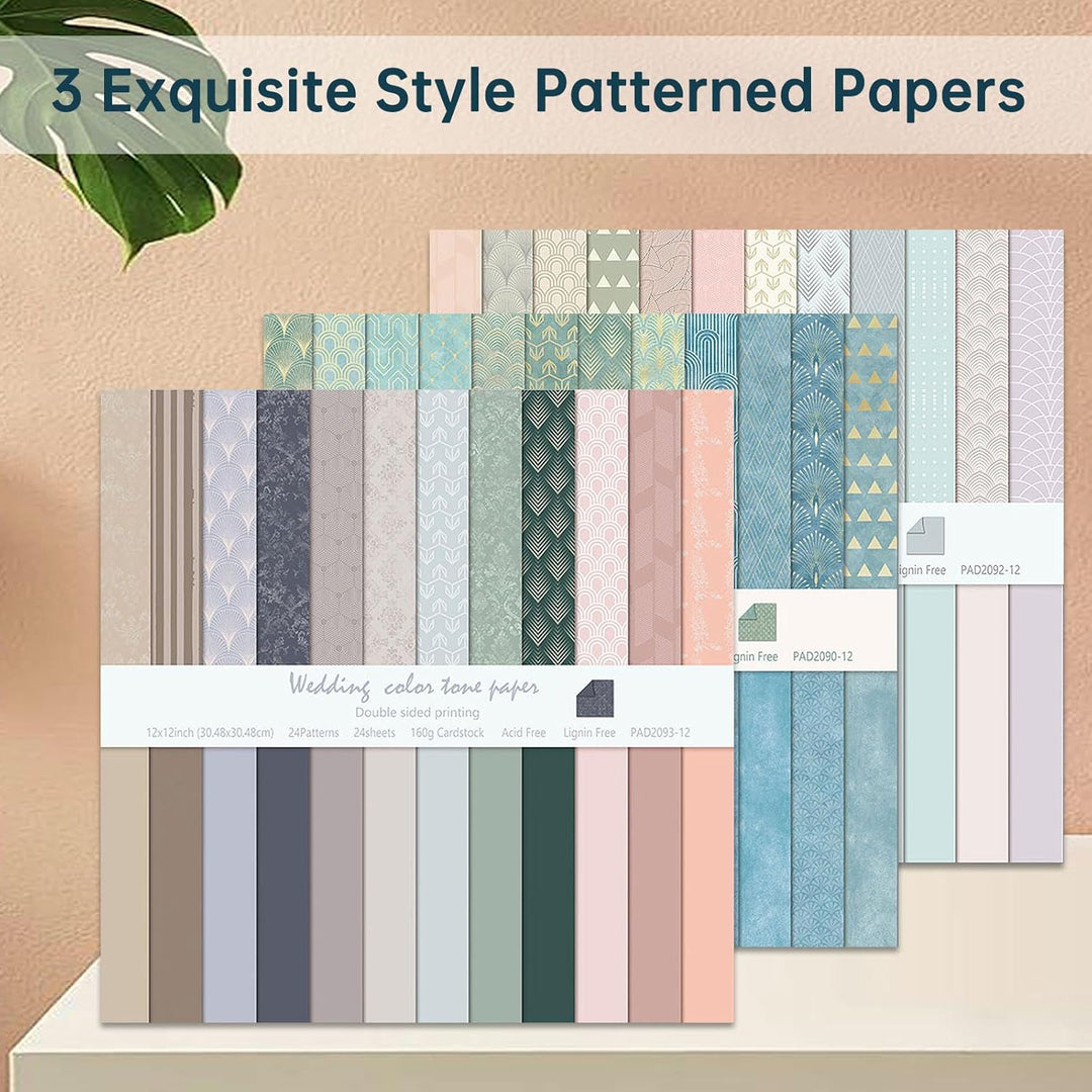 Scrapbook Papier Buntes Scrapbook Bastelpapier mit Muster, 24 Blat Scrapbooking Papier Doppelseitige
