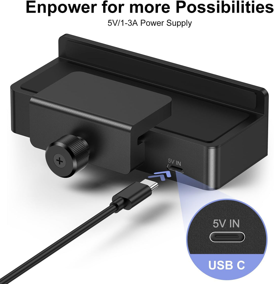 JESWO USB Hub, USB 3.0 Hub mit Clip, 4 Port USB Verteiler aus Aluminium, 5V Stromanschluss und 150cm