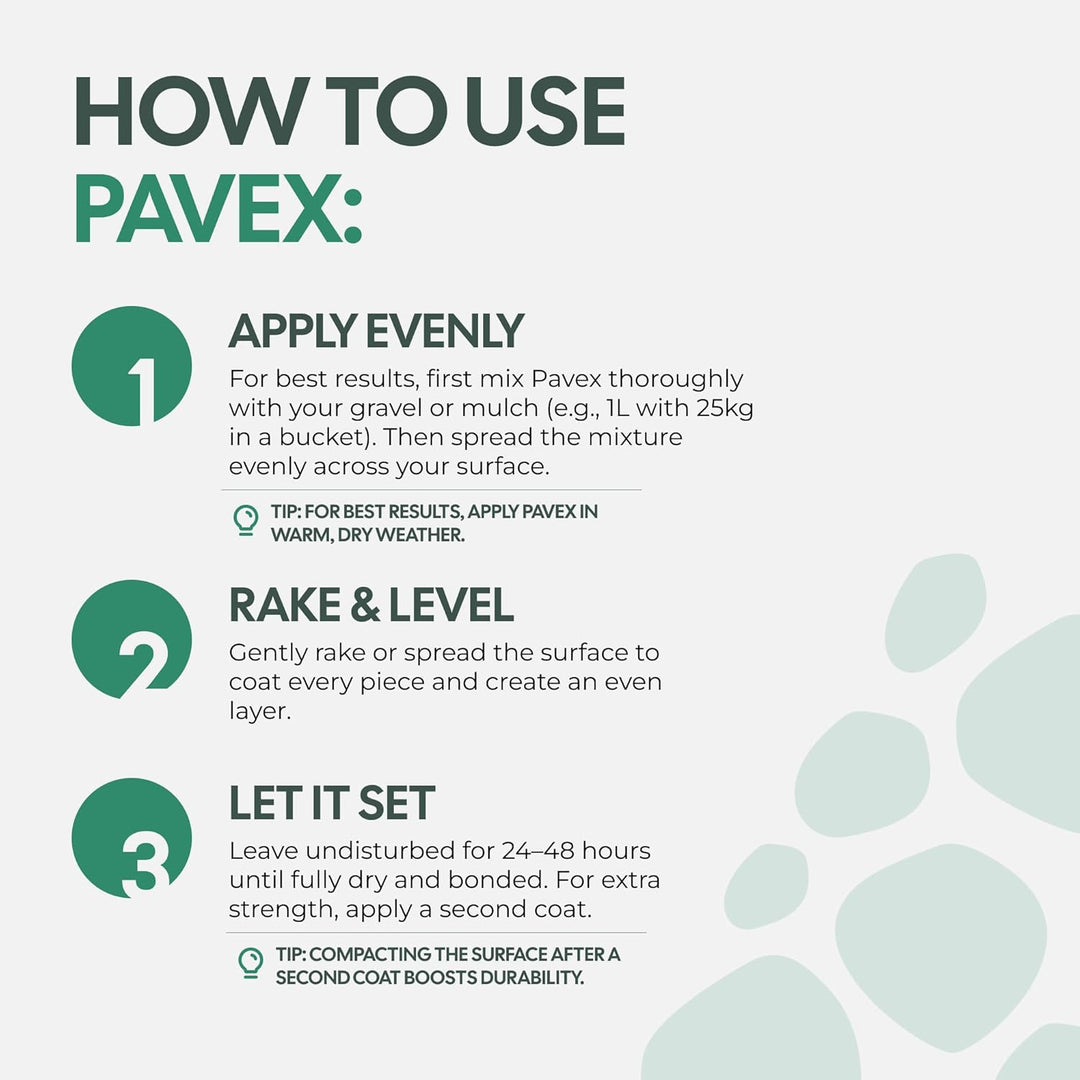 PAVEX - 5L Kiesbinder zum verkleben von Steinen, Mulch und Schotter Aller Art. Verbund von Steinen f