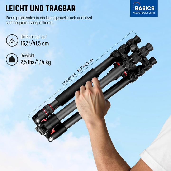 NEEWER Basics Carbonfaser Reisestativ Einbeinstativ, 64" kompaktes leichtes tragbares Handy Kamera S