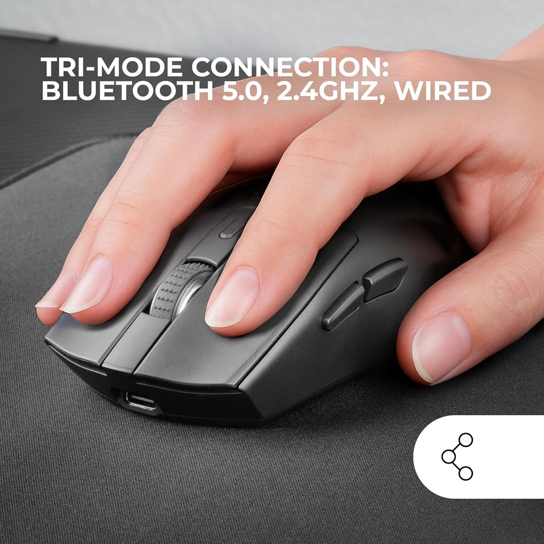 Mars Gaming MM‑T3, Ultralight Kabellose Maus, Bluetooth 5.0 + 2.4 GHz + Kabel, Optischer Sensor PIXA