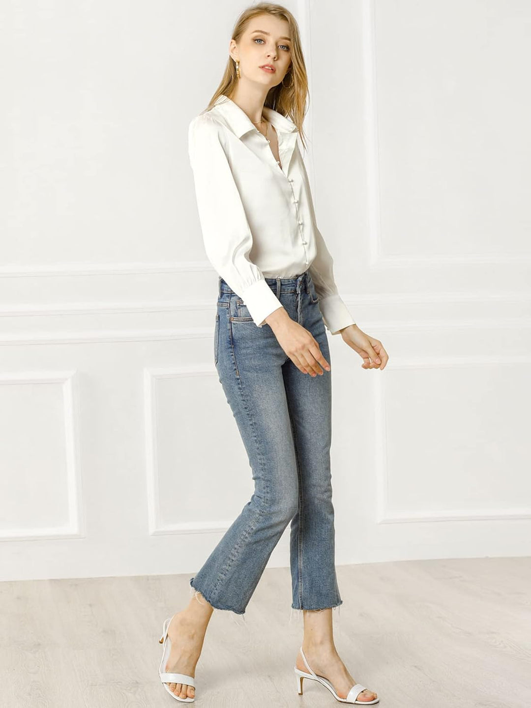 Allegra K Damen Vintage-Stil Knopfleiste XS Weiss, XS Weiss