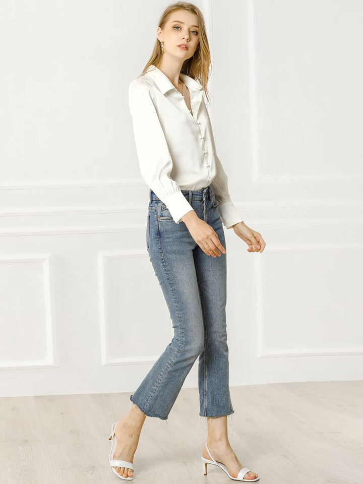Allegra K Damen Vintage-Stil Knopfleiste XS Weiss, XS Weiss