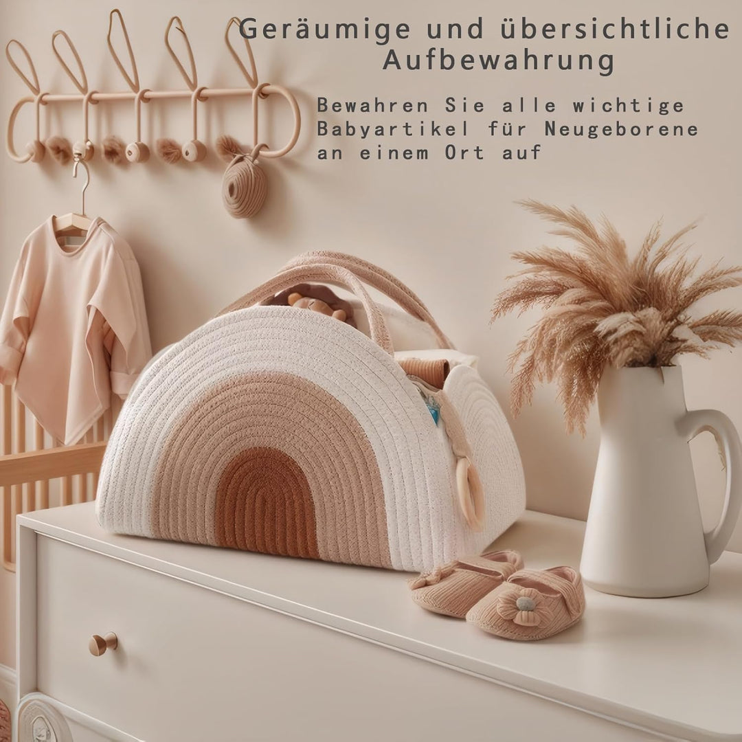 Wickeltasche Organizer, Baby Windel Caddy Korb, Tragbarer Aufbewahrungskorb für den Wickeltisch, Wic