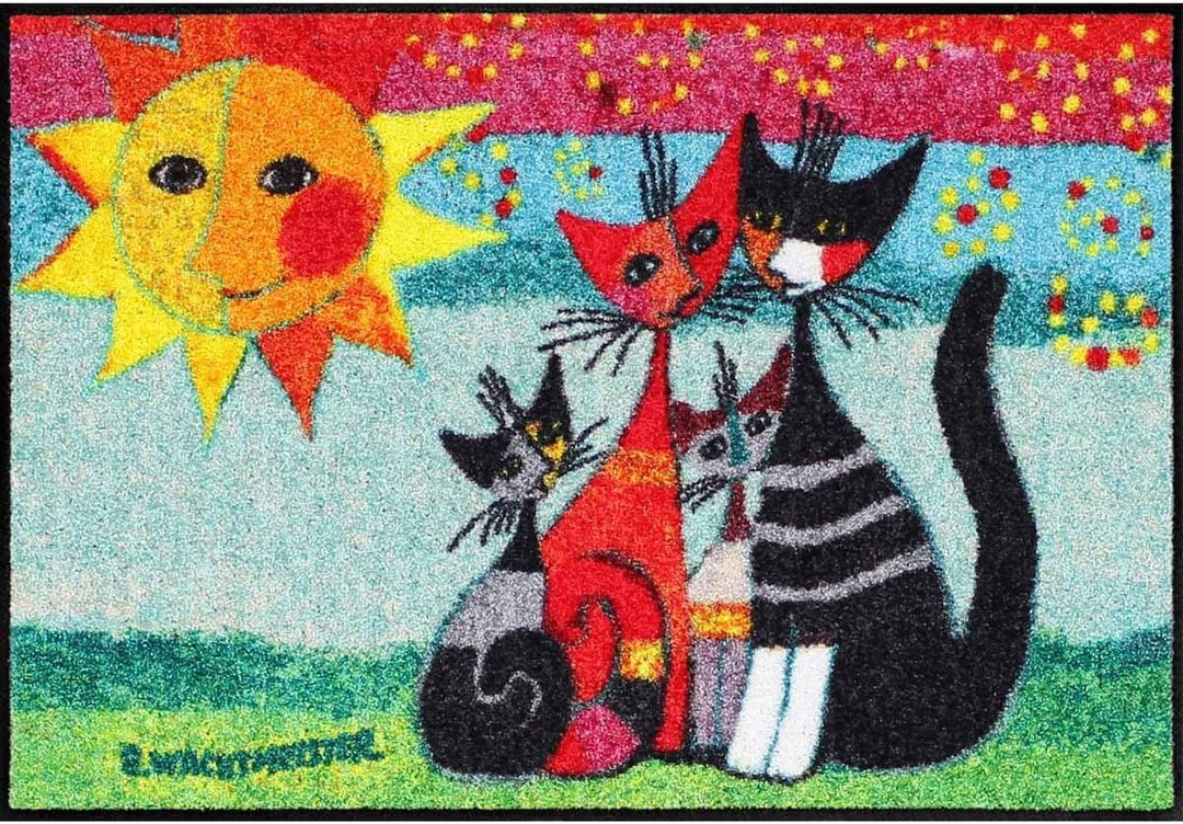 Salonloewe Rosina Wachtmeister Fussmatte waschbar Momenti 50x75 cm Eingangs-Matte Katzen bunt rutsch