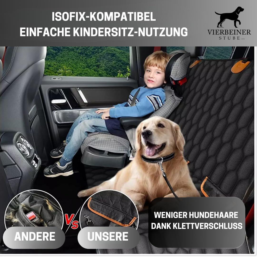 VierbeinerStube Premium Autoschondecke Hundedecke für Rücksitz/Rückbank und Kofferraum – Langlebige