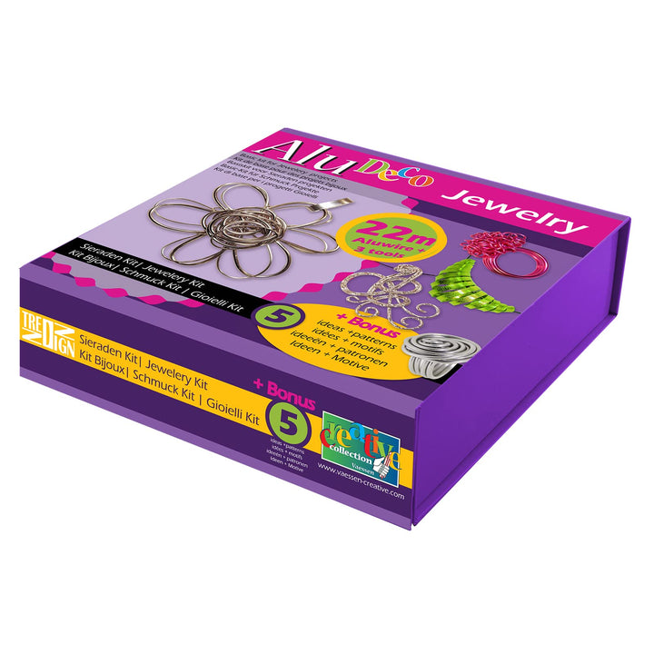 Vaessen Creative Alu Deco Aludraht Schmuck Kit, Aluminium, Purple, 21,5 x 21 x 6 cm