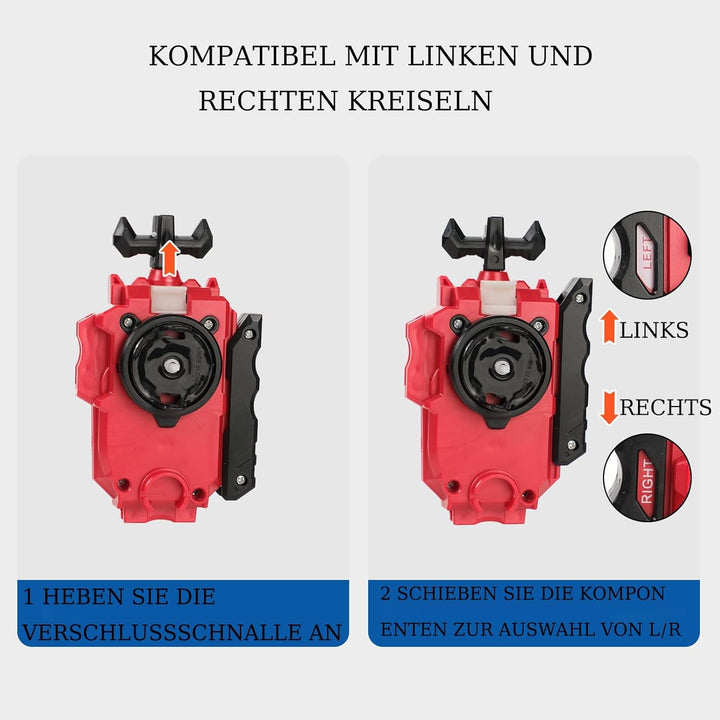2 Burst Kampfkreisel Schnur Launchers mit Griff, Battling Tops String Starter, L/R Spin DB Layer Lau