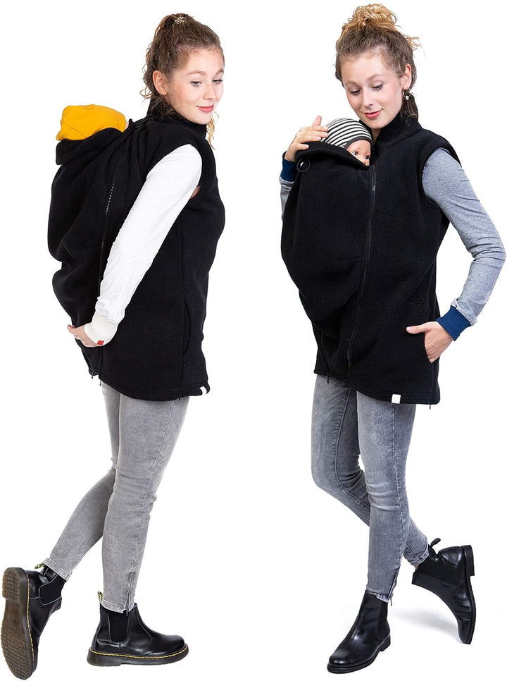 Viva la Mama - Trageweste aus Fleece, Winter Zusatzweste für Tragejacken - RERIK S schwarz - vorn un