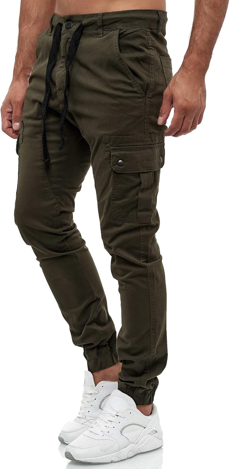 Tazzio Cargohose Herren Cargo Hose Jogger Chino Regular Fit Jeans 18525 29 Khaki, 29 Khaki