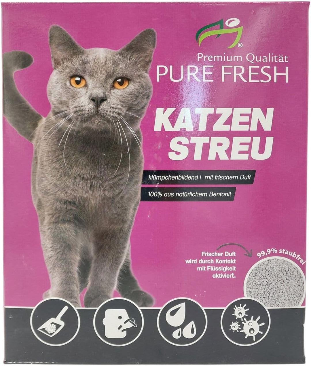 BURI 18L (15,6Kg) Katzenstreu Klumpstreu duftend mit Duft klumpend 100% Bentonit saugstark Streu Ein