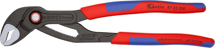 KNIPEX Cobra QuickSet Hightech-Wasserpumpenzange mit schlanken Mehrkomponenten-Hüllen grau atramenti