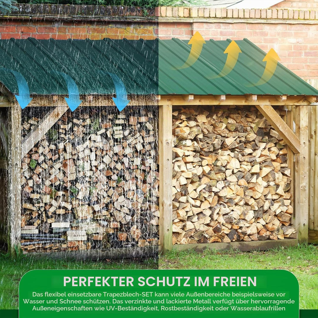 12x Trapezblech 7 m², 110 x 45 cm, Metal Verzinkt Rostresistent Wetterfest Profilblech Dachblech Wel
