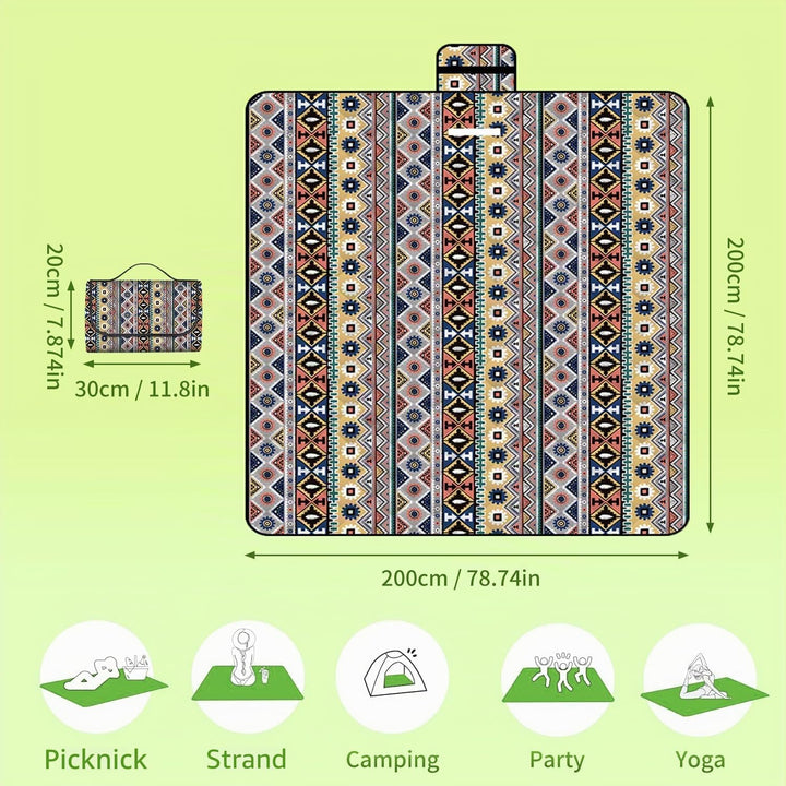 Picknickdecke Wasserdicht,200 x 200 cm Gross Stranddecke Sandfrei, Flauschiger Einseiten-Oberfläche,