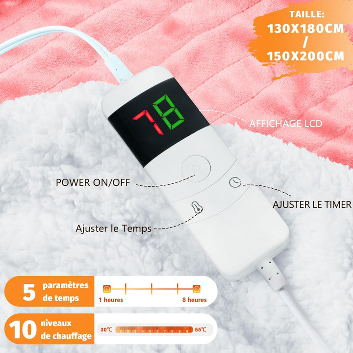 BOMOVA Heizdecke Wärmedecke mit Abschaltautomatik,Kuscheldecke flauschig Weihnachten,10 Heizstufen &