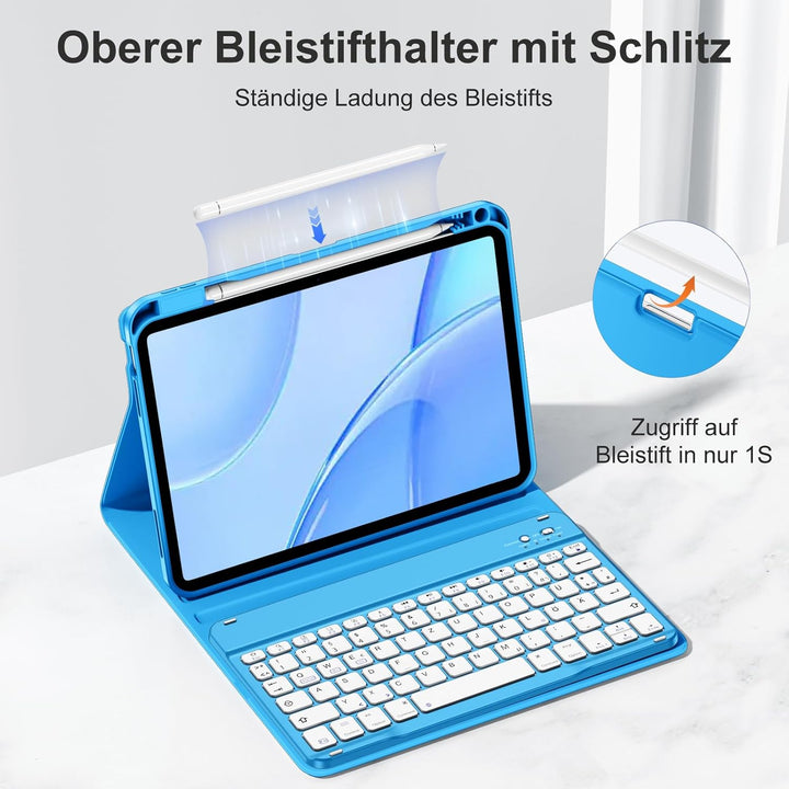 drivego Hülle mit Tastatur für iPad A16 11 Generation 2025/10 Generation 2022(11/10.9 Zoll), Magneti