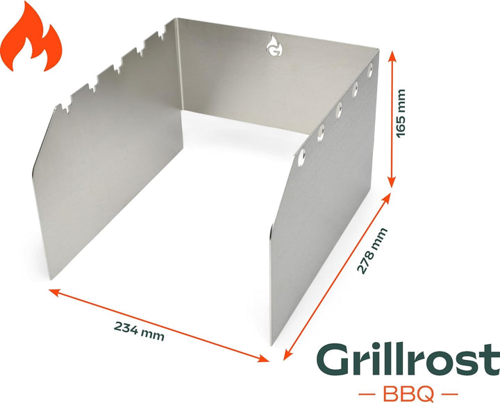 Grillrost.com Das Original Edelstahl Windschutz und Spiesshalter | für Napoleon kleine Sizzle Zone (