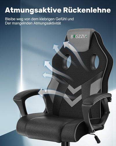 bigzzia Gaming Stuhl Computerstuhl Ergonomisch - Gamer Stuhl Bürostuhl mit Höhenverstellung Wippfunk