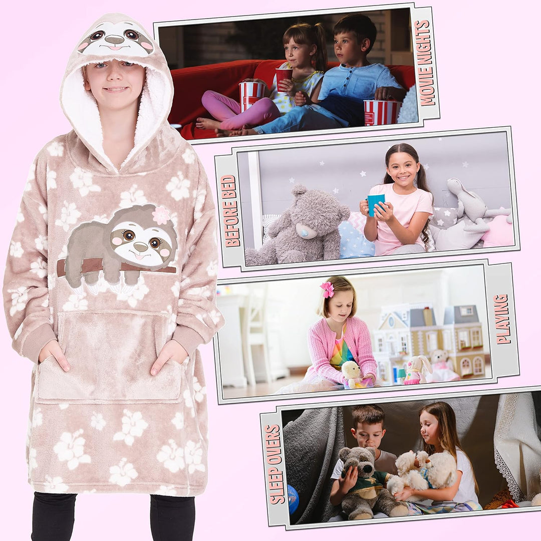 CityComfort Decke Hoodie Kinder Fleece Übergrösse Kapuzenpullover Mädchen Einheitsgrösse Beige Fault