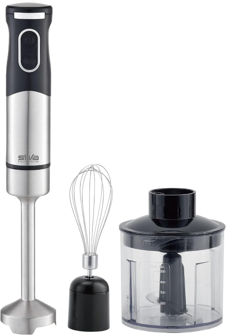 Edelstahl Stabmixer Set – Silva Homeline, 700 Watt - 2 Geschwindigkeitsstufen - Multizerkleinerer, S