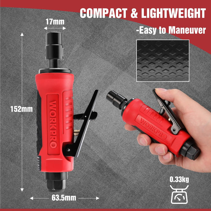 WORKPRO Druckluft-Stabschleifer gerade Ausführung Druckluftschleifer 1/4" (6,3mm) Multifunktionswerk