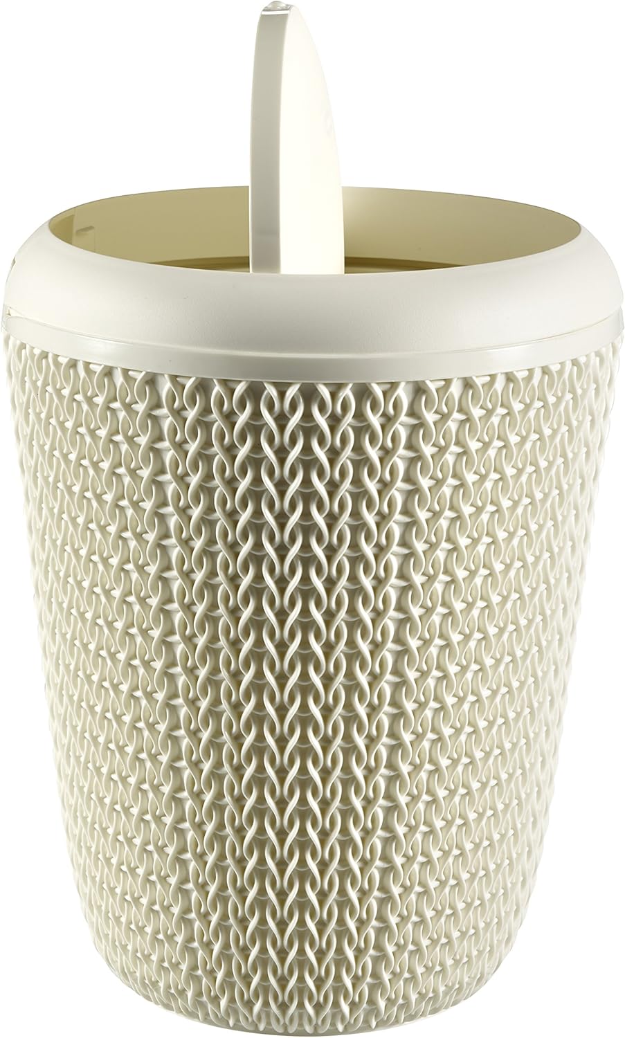 Curver Abfalleimer 6L Knit Gebrochenes Weiss 22,4 x 22,4 x 29,5 cm, Gebrochenes Weiss 22,4 x 22,4 x