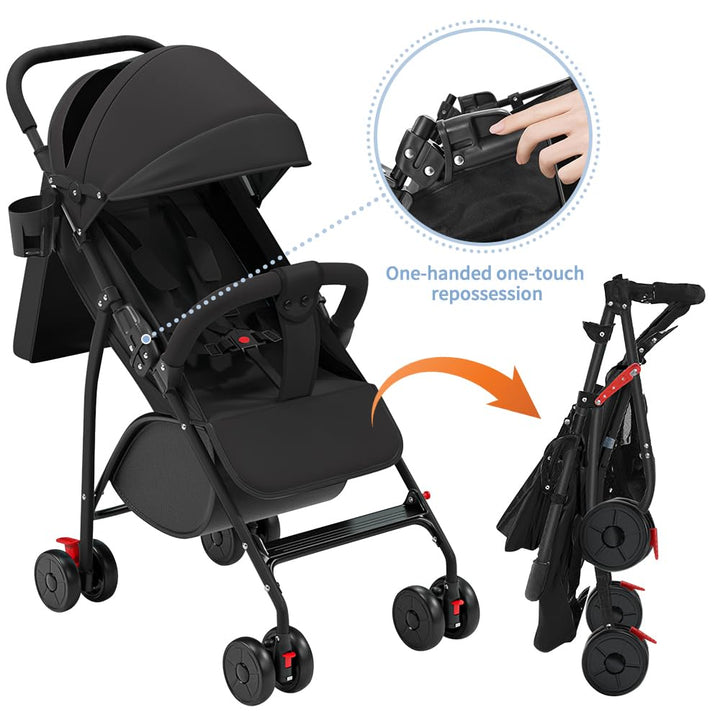 Kinderwagen für Babys, Kinderwagen mit Sonnenschirm, faltbarer Kinderwagen mit Baumwollpads und Mosk
