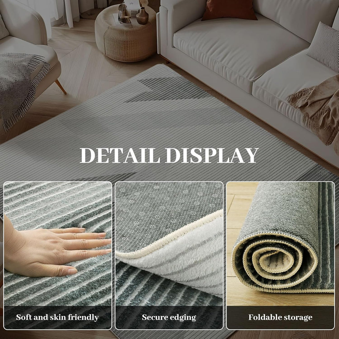 ASIinnsy Teppich Wohnzimmer Schlafzimmer Kurzflor Teppiche Modern Grosser Teppich rutschfest Weich A